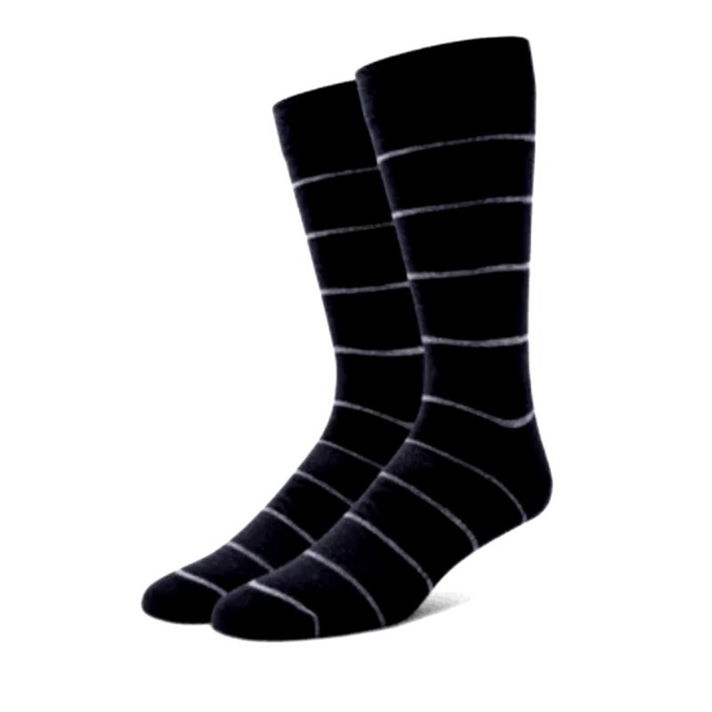 Extra Fine Merino Wool Crew Stripe Socks Mens Large Black Grey Alchester Exeter